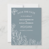 Meadow Flowers Blauw Grijs Budget Save the Date (Voorkant)