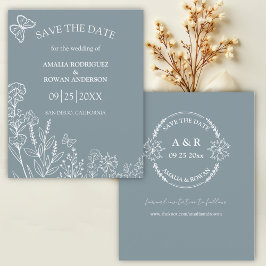 Meadow Flowers Blauw Grijs Budget Save the Date