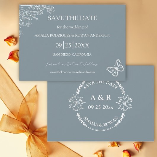 Meadow Flowers Blauw Grijs Save the Date