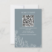 Meadow Flowers Blauw Grijs Scan QR RSVP kaart (Voorkant)