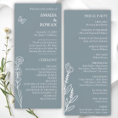 Meadow Flowers Blauw Grijs Wedding Programma