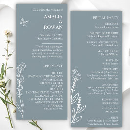 Meadow Flowers Blauw Grijs Wedding Programma