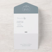 Meadow Flowers Blauw Grijs Wedding RSVP All In One Uitnodiging (Buitenkant)