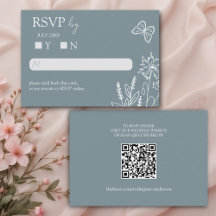 Meadow Flowers Blauw Grijs Wedding RSVP