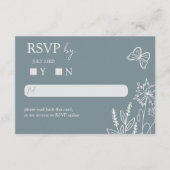 Meadow Flowers Blauw Grijs Wedding RSVP Informatiekaartje (Voorkant)