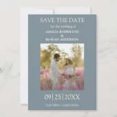 Meadow Flowers Blue Grey Foto Bewaar de datum Save The Date (Voorkant)