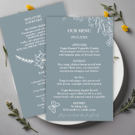 Meadow Flowers Blue Grey Wedding Budget Menu