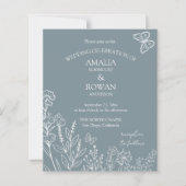 Meadow Flowers Blue Grey Wedding Budget Uitnodigen (Voorkant)