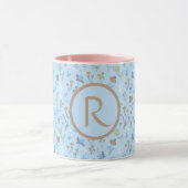 Meadow Flowers Blue Monogramed Mok (Midden)