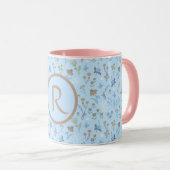 Meadow Flowers Blue Monogramed Mok (Voorkant rechts)