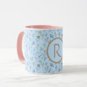 Meadow Flowers Blue Monogramed Mok (Voorkant links)