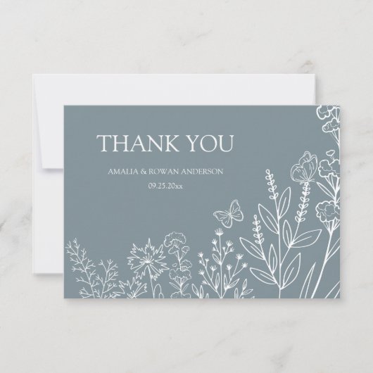 Meadow Flowers bruiloft Bedankt kaart (Voorkant)