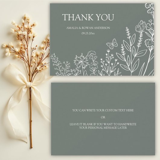 Meadow Flowers bruiloft Bedankt kaart
