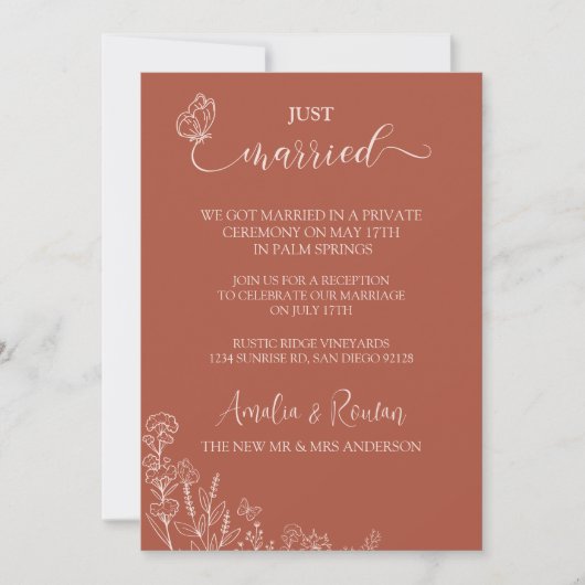 Meadow Flowers bruiloft net getrouwd Kaart (Voorkant)