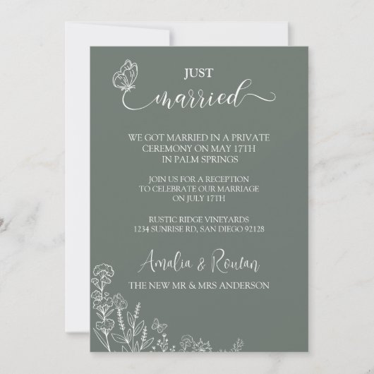 Meadow Flowers bruiloft net getrouwd Kaart (Voorkant)