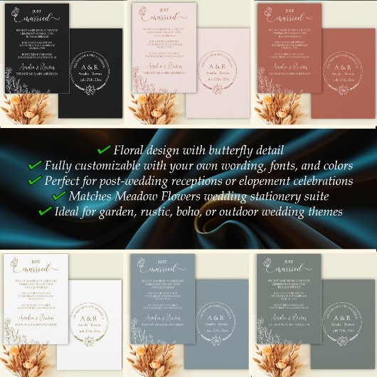 Meadow Flowers bruiloft net getrouwd Kaart