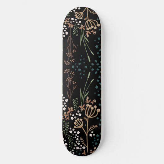 Meadow Flowers Donkere achtergrond Persoonlijk Skateboard (Voorkant)