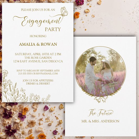 Meadow Flowers Engagement Party Kaart