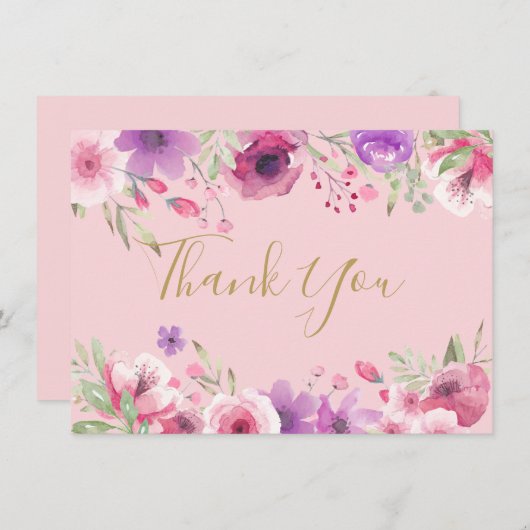  Meadow Flowers Gold Script Bedankt (Voorkant / Achterkant)