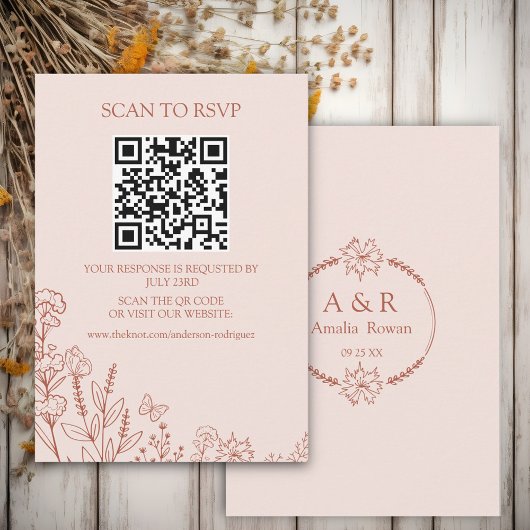 Meadow Flowers Misty Roos Scan QR RSVP kaart