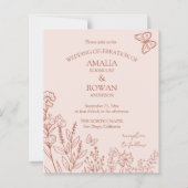 Meadow Flowers Misty Roos Wedding Budget Uitnodige (Voorkant)
