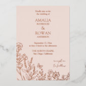 Meadow Flowers Misty Roos Wedding Folie Uitnodiging (Voorkant)