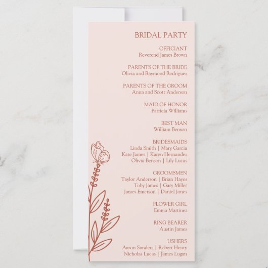 Meadow Flowers Misty Roos Wedding Program (Achterkant)