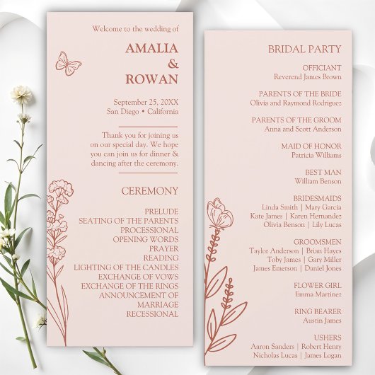 Meadow Flowers Misty Roos Wedding Program