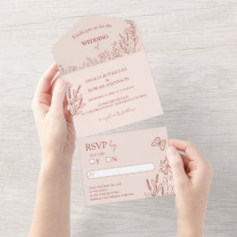 Meadow Flowers Misty Roos Wedding RSVP All In One Uitnodiging