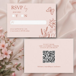 Meadow Flowers Misty Roos Wedding RSVP Informatiekaartje