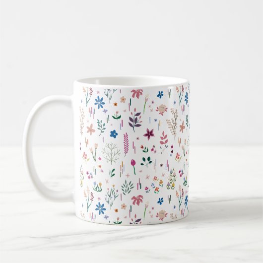 Meadow Flowers Modern Floral Pattern Koffiemok (Links)