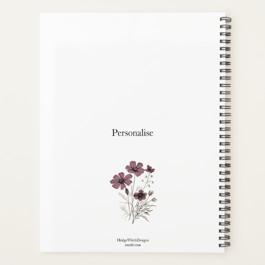  Meadow Flowers Pattern Roze Wit Dagboek Planner (Achterkant)