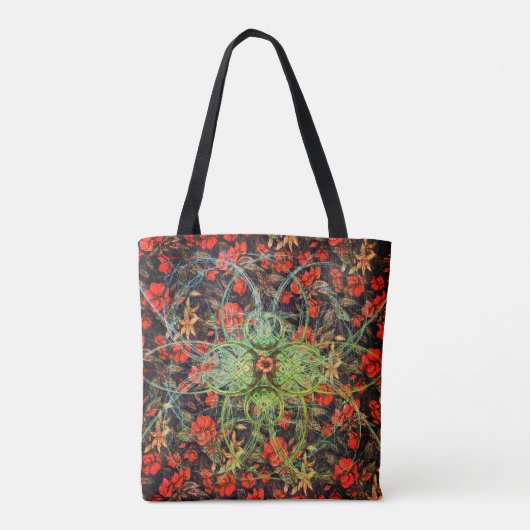 Meadow Flowers Red Green Pattern Tote Bag (Achterkant)