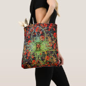 Meadow Flowers Red Green Pattern Tote Bag (Dichtbij)