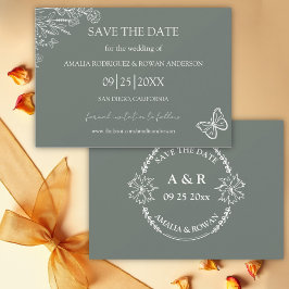 Meadow Flowers Sirocco Green Bewaar de datum Save The Date