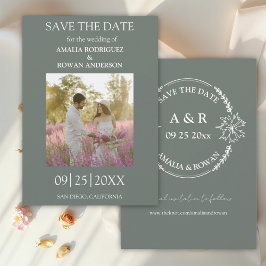 Meadow Flowers Sirocco Green Foto Sla de datum op Save The Date