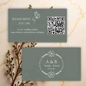 Meadow Flowers Sirocco Green QR RSVP Informatiekaartje