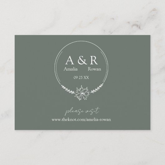 Meadow Flowers Sirocco Green Wedding Details Informatiekaartje (Achterkant)