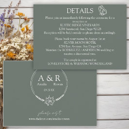 Meadow Flowers Sirocco Green Wedding Details Informatiekaartje