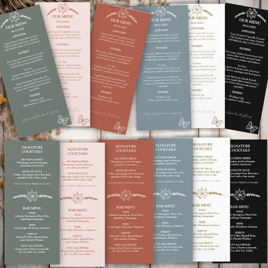 Meadow Flowers Sirocco Green Wedding Menu
