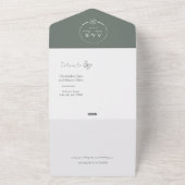 Meadow Flowers Sirocco Green Wedding RSVP All In One Uitnodiging (Buitenkant)