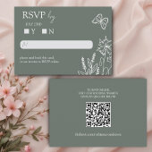 Meadow Flowers Sirocco Green Wedding RSVP Informatiekaartje