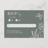 Meadow Flowers Sirocco Green Wedding RSVP Informatiekaartje (Voorkant)