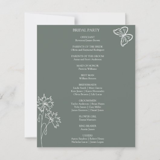 Meadow Flowers Sirocco Wedding Budget Programma (Achterkant)