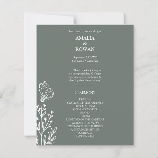 Meadow Flowers Sirocco Wedding Budget Programma (Voorkant)