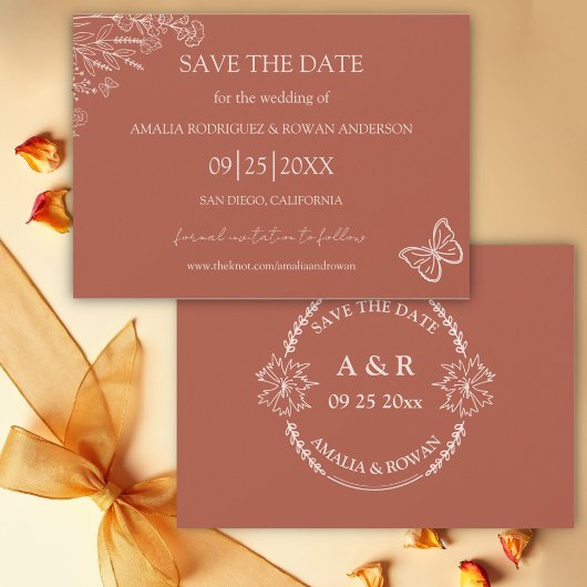 Meadow Flowers Terracotta Bewaar de datum Save The Date