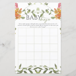 Meadow Flowers Watercolor Baby Shower Bingo Game