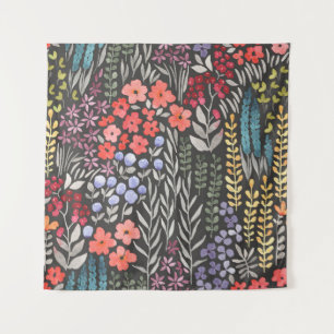 Meadow Flowers: Waterverf Bloemen Naadloos Wandkleed