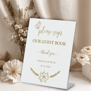 Meadow Flowers Wedding Guest Book Reclamebord Met Voetstuk