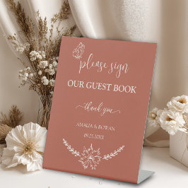 Meadow Flowers Wedding Guest Book Reclamebord Met Voetstuk